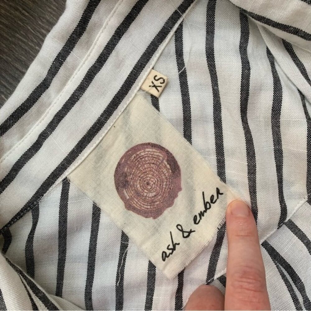 Anthropologie Ash & Ember Button Down Shirt Striped XS Festival Boho Western - Picture 12 of 16